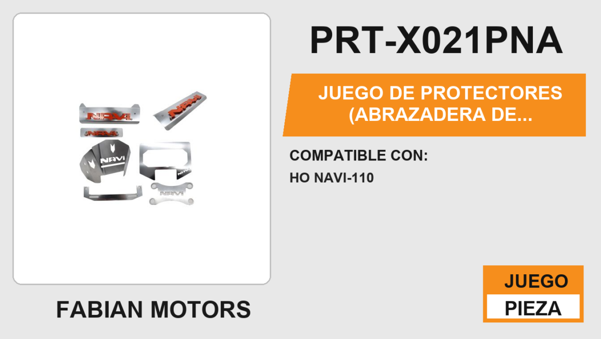 JUEGO DE PROTECTORES (ABRAZADERA DE MANUBRIO, CUPULA, ESCAPE, PORTA PLACA) ACERO INOXIDABLE