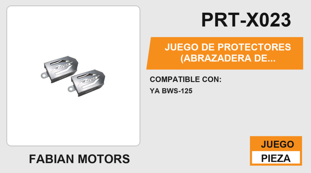 JUEGO DE PROTECTORES (ABRAZADERA DE MANUBRIO, ESCAPE, BARRAS, PUÑOS, AMORTIGUADORES, LIQUIDO DE FRENO) ACERO INOXIDABLE