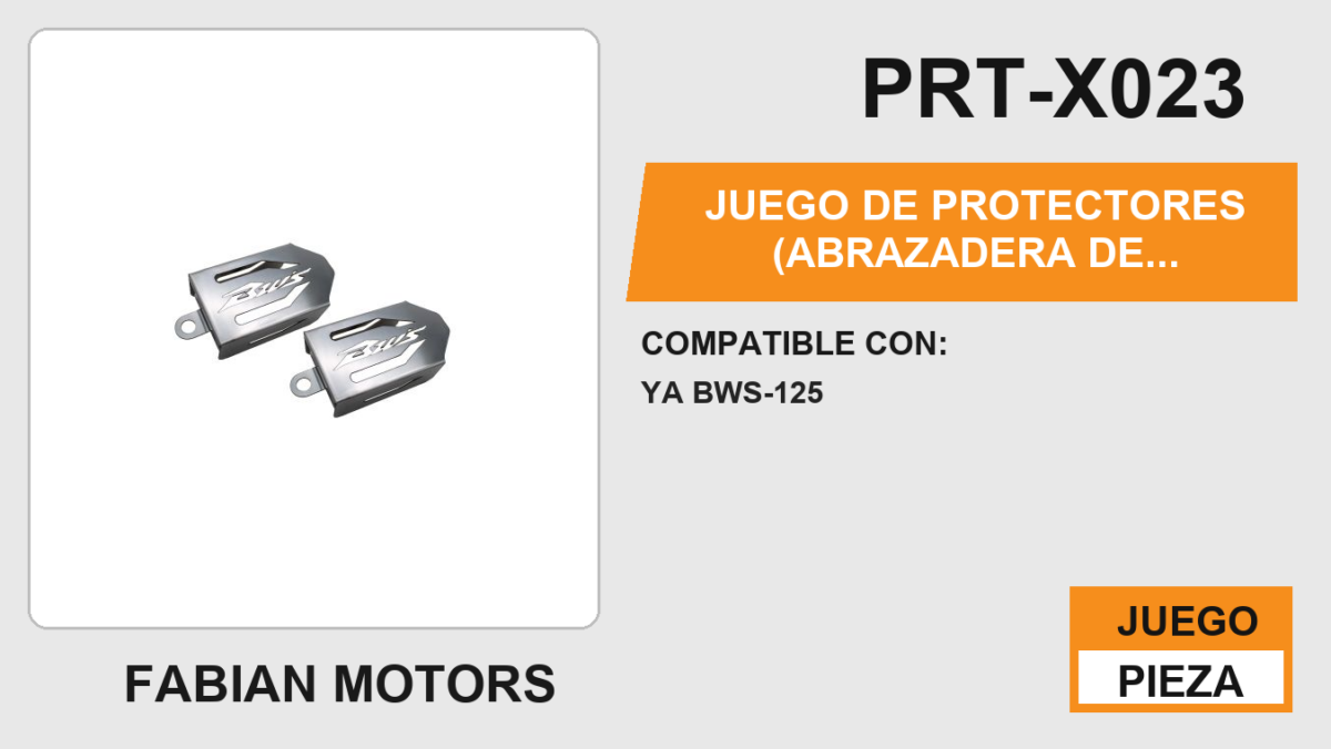 JUEGO DE PROTECTORES (ABRAZADERA DE MANUBRIO, ESCAPE, BARRAS, PUÑOS, AMORTIGUADORES, LIQUIDO DE FRENO) ACERO INOXIDABLE