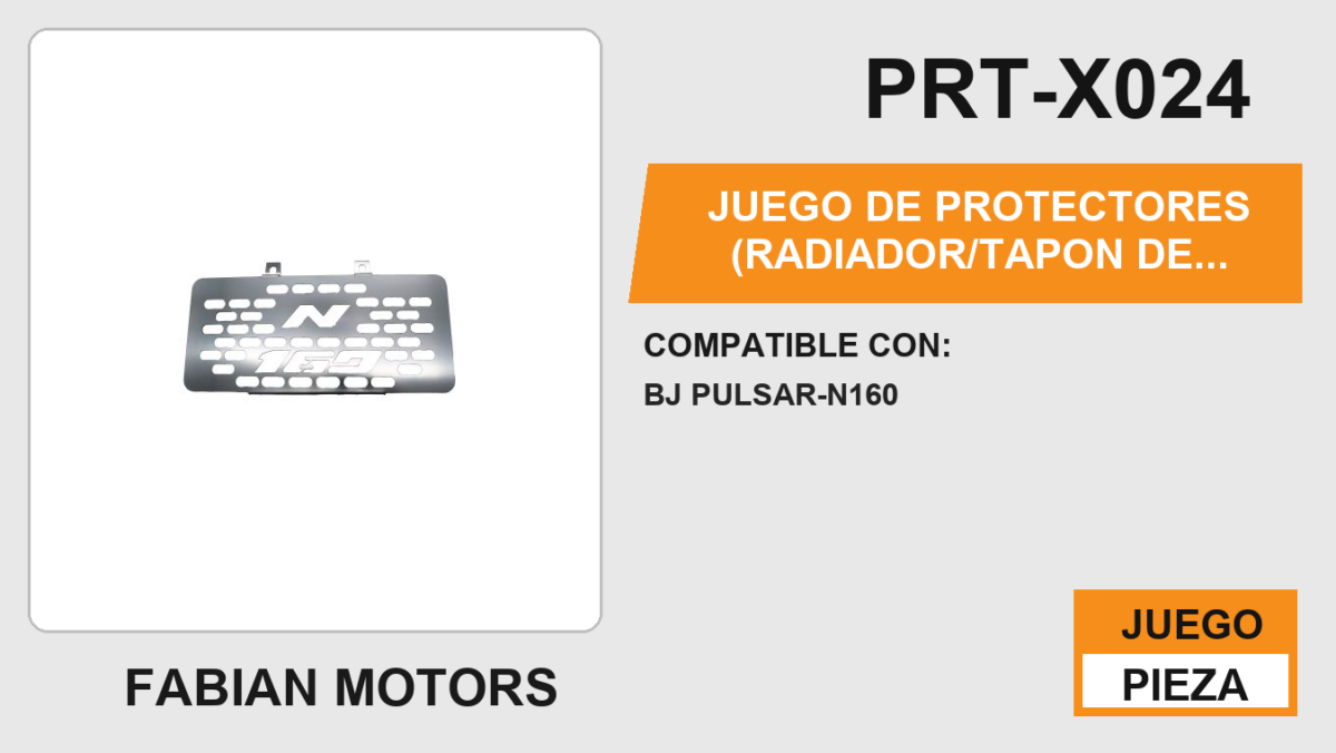 JUEGO DE PROTECTORES (RADIADOR, TAPON DE GASOLINA, LIQUIDO DE FRENO, ABRAZADERA DE MANUBRIO) ACERO INOXIDABLE
