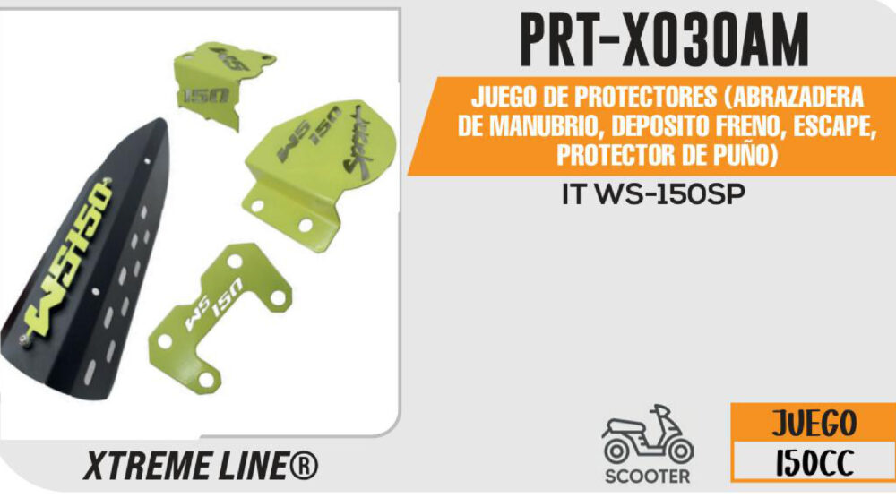 JUEGO DE PROTECTORES (ABRAZADERA DE MANUBRIO, DEPOSITO FRENO, ESCAPE, CALIPER) ACERO INOXIDABLE
