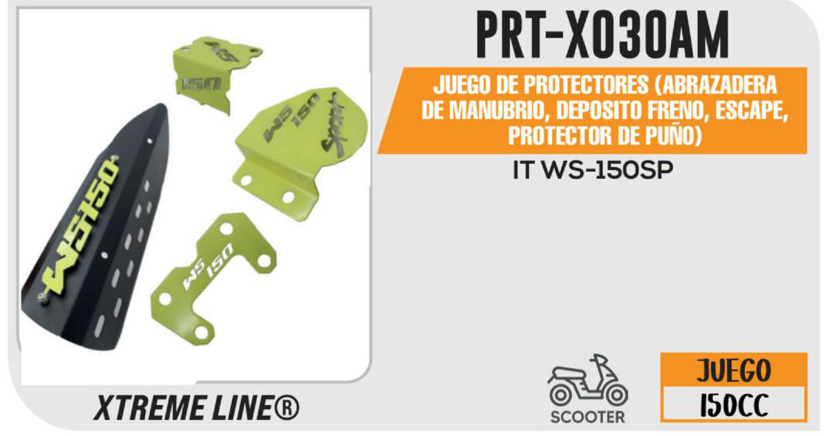JUEGO DE PROTECTORES (ABRAZADERA DE MANUBRIO, DEPOSITO FRENO, ESCAPE, CALIPER) ACERO INOXIDABLE