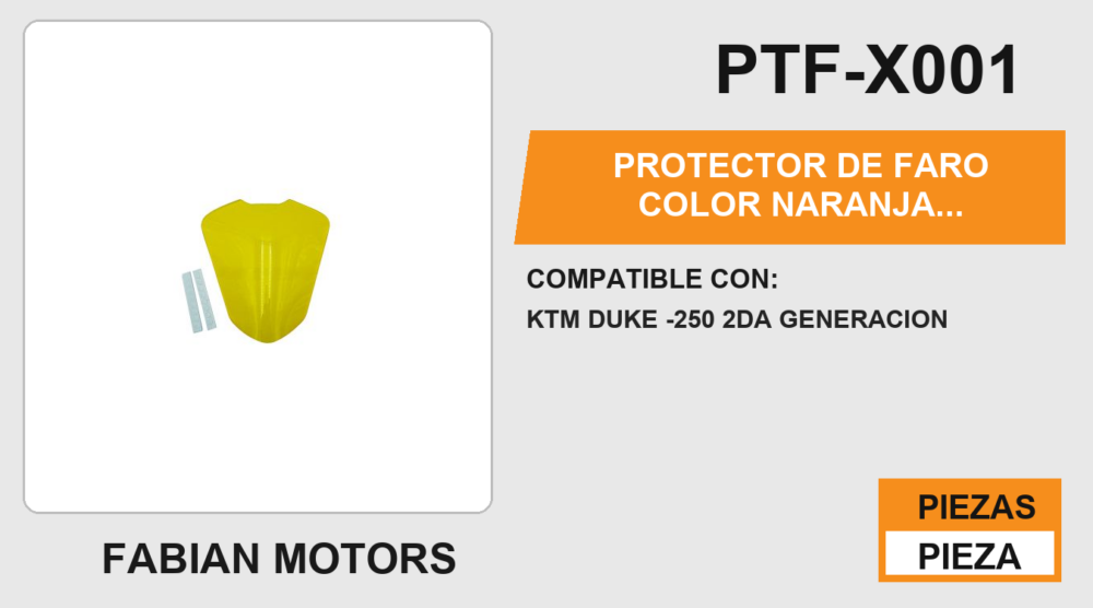PROTECTOR DE FARO COLOR NARANJA MATERIAL ACRILICO CON CINTA ADHESIVA