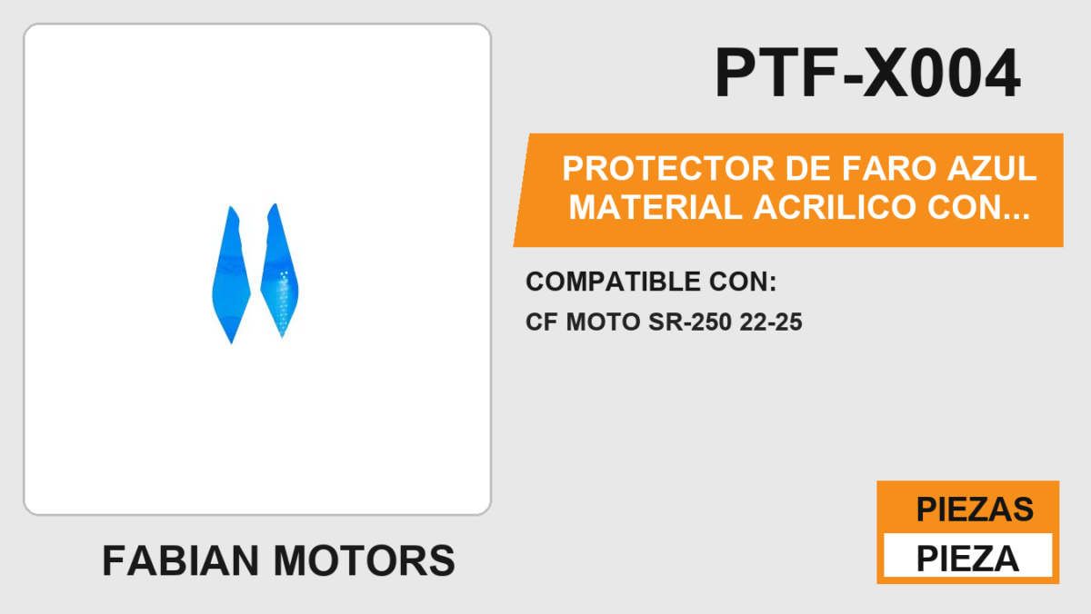 PROTECTOR DE FARO AZUL MATERIAL ACRILICO CON CINTA ADHESIVA
