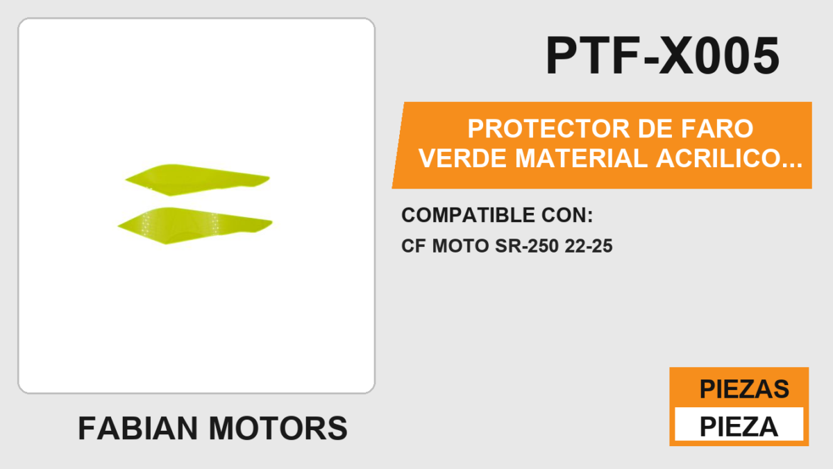 PROTECTOR DE FARO VERDE MATERIAL ACRILICO CON CINTA ADHESIVA