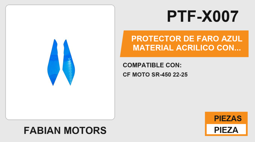 PROTECTOR DE FARO AZUL MATERIAL ACRILICO CON CINTA ADHESIVA