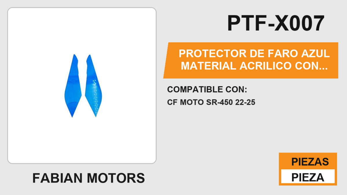 PROTECTOR DE FARO AZUL MATERIAL ACRILICO CON CINTA ADHESIVA