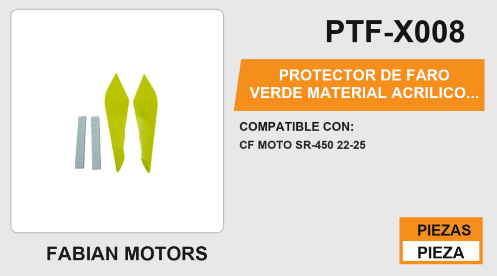 PROTECTOR DE FARO VERDE MATERIAL ACRILICO CON CINTA ADHESIVA