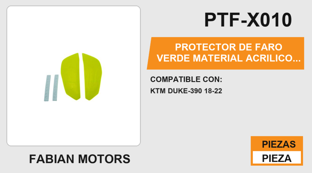PROTECTOR DE FARO VERDE MATERIAL ACRILICO CON CINTA ADHESIVA