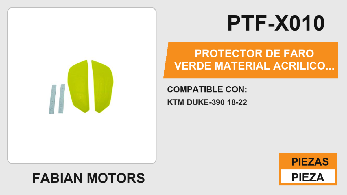 PROTECTOR DE FARO VERDE MATERIAL ACRILICO CON CINTA ADHESIVA