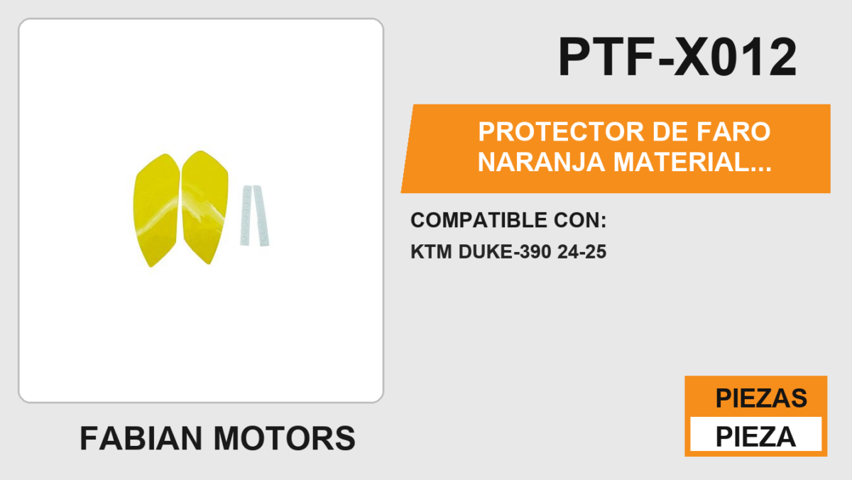 PROTECTOR DE FARO NARANJA MATERIAL ACRILICO CON CINTA ADHESIVA