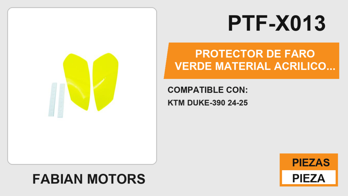 PROTECTOR DE FARO VERDE MATERIAL ACRILICO CON CINTA ADHESIVA
