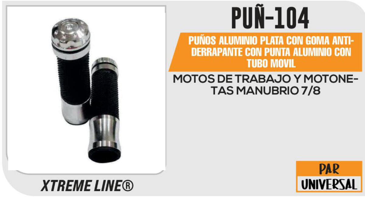 PUÑOS ALUMINIO PLATA CON GOMA ANTIDERRAPANTE CON PUNTA ALUMINIO CON TUBO MOVIL