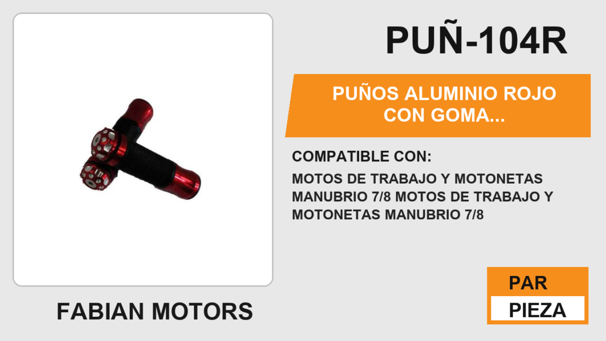 PUÑOS ALUMINIO ROJO CON GOMA ANTIDERRAPANTE CON PUNTA ALUMINIO CON TUBO MOVIL