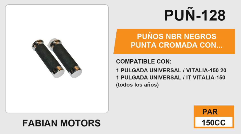 PUÑOS NBR NEGROS PUNTA CROMADA CON TUBO MOVIL