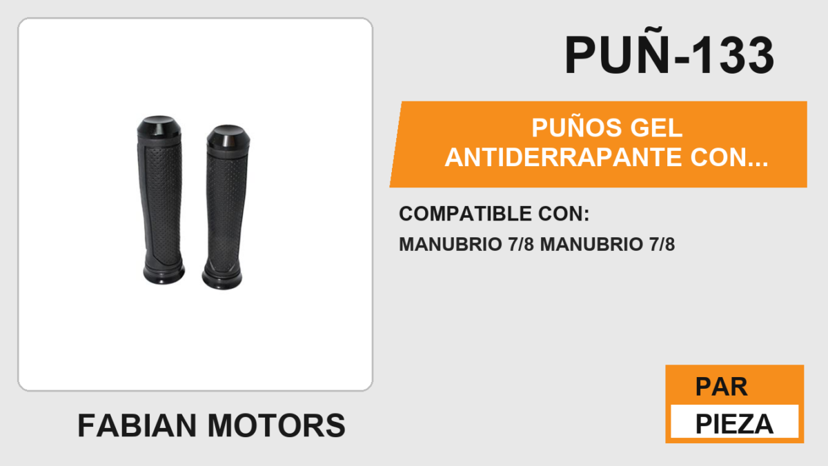 PUÑOS GEL ANTIDERRAPANTE CON BASE Y PUNTA ALUMINIO NEGRO C/ TUBO MOVIL