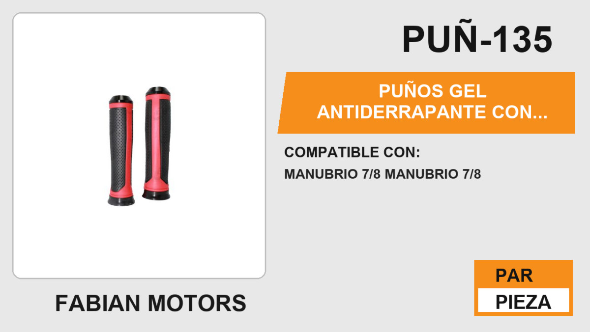 PUÑOS GEL ANTIDERRAPANTE CON BASE Y PUNTA ALUMINIO ROJO C/ TUBO MOVIL
