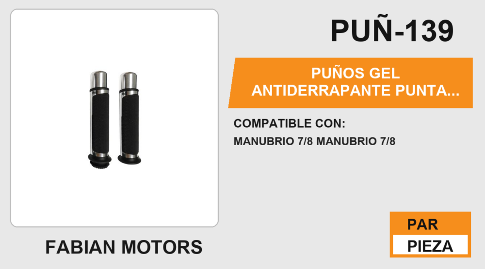 PUÑOS GEL ANTIDERRAPANTE PUNTA DE ALUMINIO CROMADA CON TUBOMOVIL Y 3ADAPTADORES CABLE DE ACELERADOR
