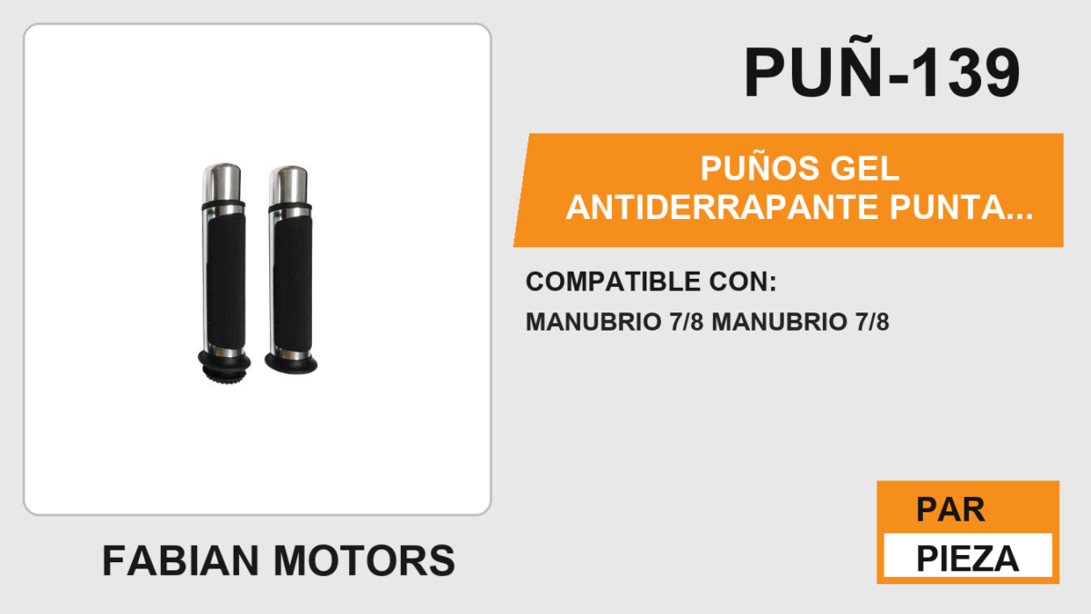 PUÑOS GEL ANTIDERRAPANTE PUNTA DE ALUMINIO CROMADA CON TUBOMOVIL Y 3ADAPTADORES CABLE DE ACELERADOR