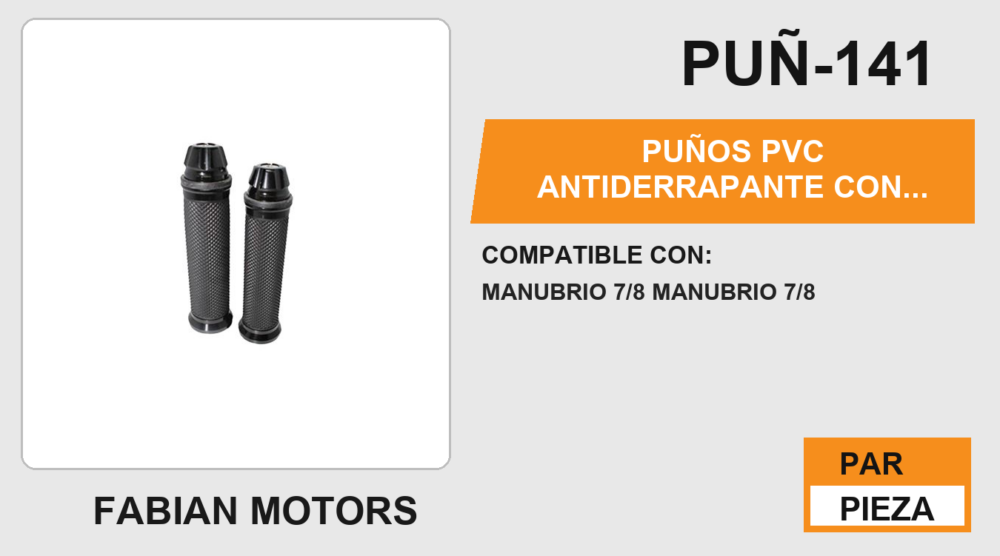 PUÑOS PVC ANTIDERRAPANTE CON BASE Y PUNTA ALUMINIO NEGRO C/ TUBO MOVIL