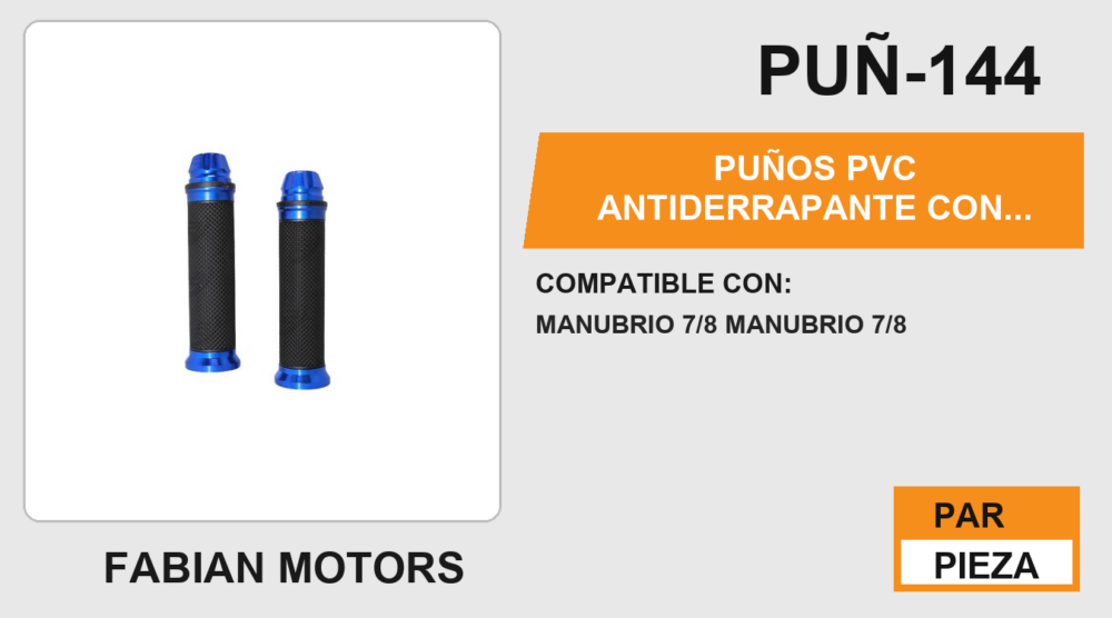 PUÑOS PVC ANTIDERRAPANTE CON BASE Y PUNTA ALUMINIO AZUL C/ TUBO MOVIL