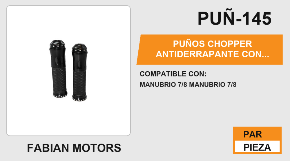 PUÑOS CHOPPER ANTIDERRAPANTE CON BASE Y PUNTA ALUMINIO NEGRO C/ TUBO MOVIL