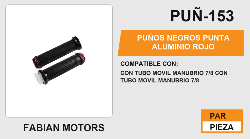 PUÑOS NEGROS PUNTA ALUMINIO ROJO