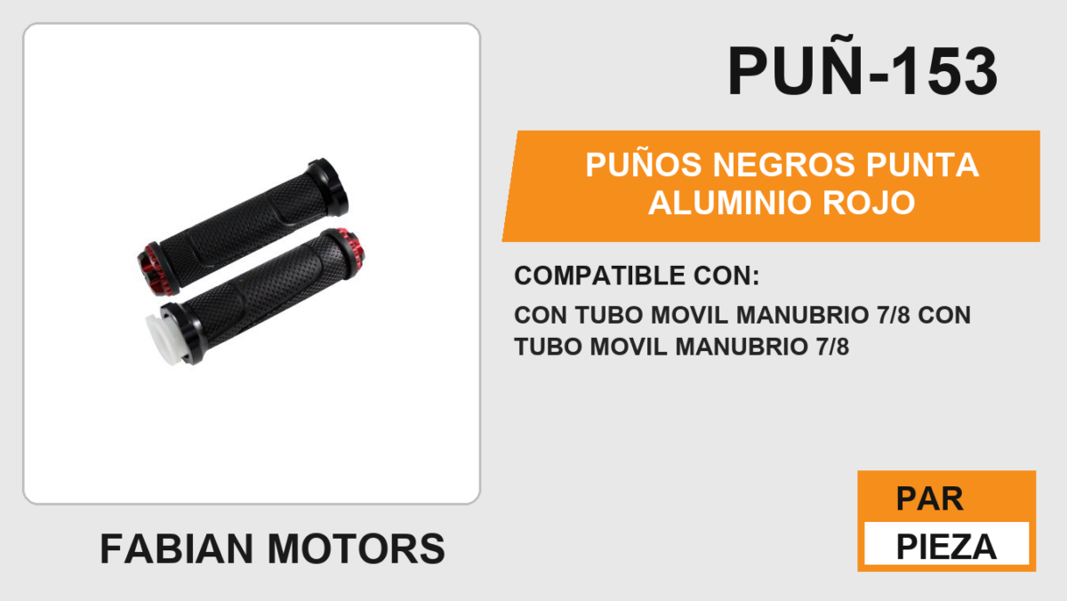 PUÑOS NEGROS PUNTA ALUMINIO ROJO