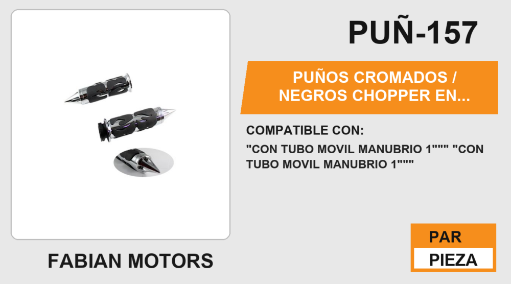 PUÑOS CROMADOS / NEGROS CHOPPER EN PUNTA