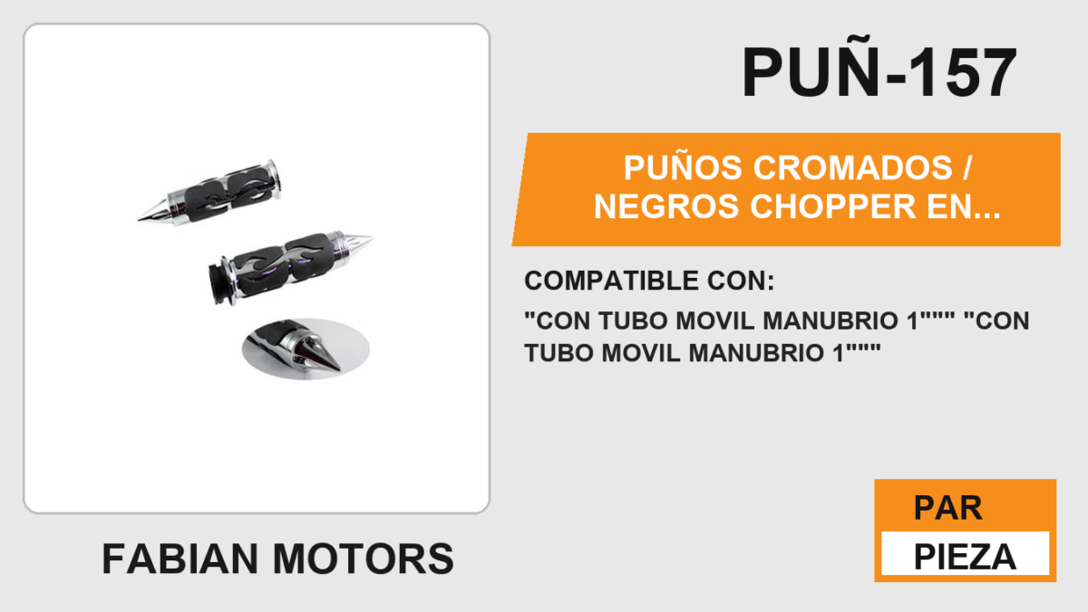 PUÑOS CROMADOS / NEGROS CHOPPER EN PUNTA