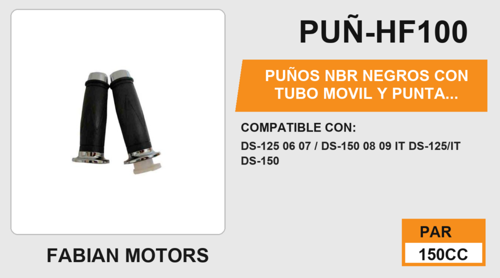 PUÑOS NBR NEGROS CON TUBO MOVIL Y PUNTA CROMADA