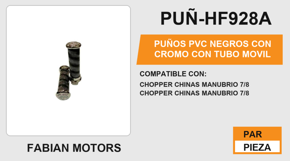 PUÑOS PVC NEGROS CON CROMO CON TUBO MOVIL