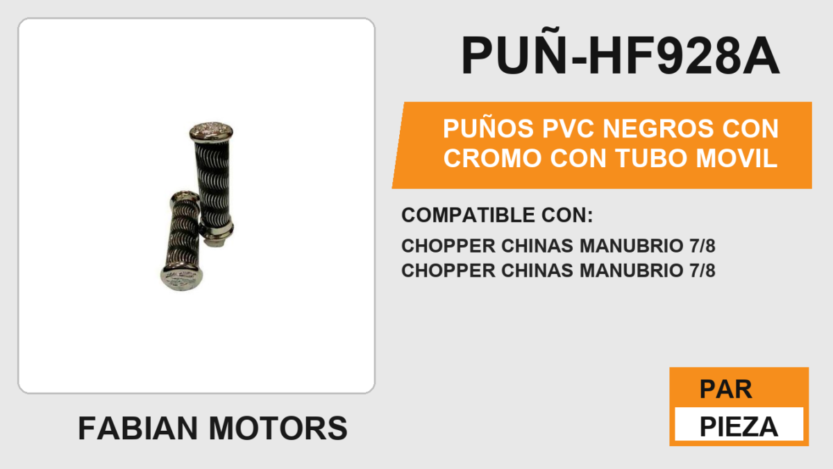 PUÑOS PVC NEGROS CON CROMO CON TUBO MOVIL