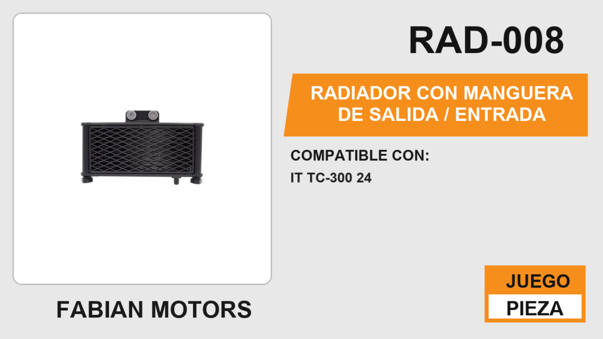 RADIADOR CON MANGUERA DE SALIDA / ENTRADA