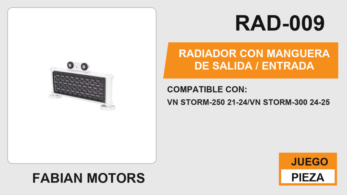 RADIADOR CON MANGUERA DE SALIDA / ENTRADA