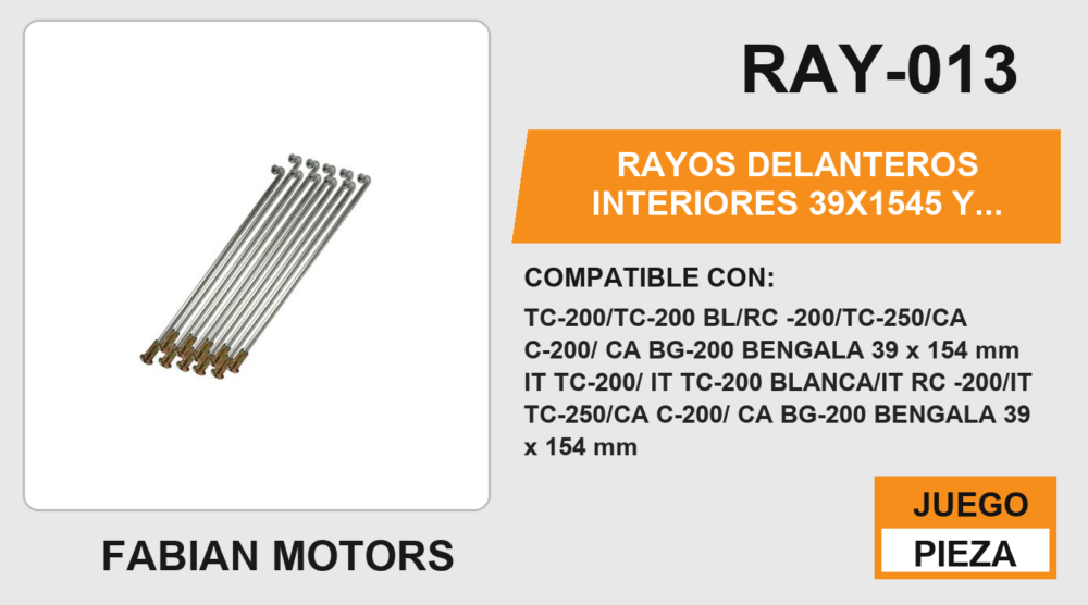 RAYOS DELANTEROS INTERIORES 39 X 1545 Y EXTERIORES 3
