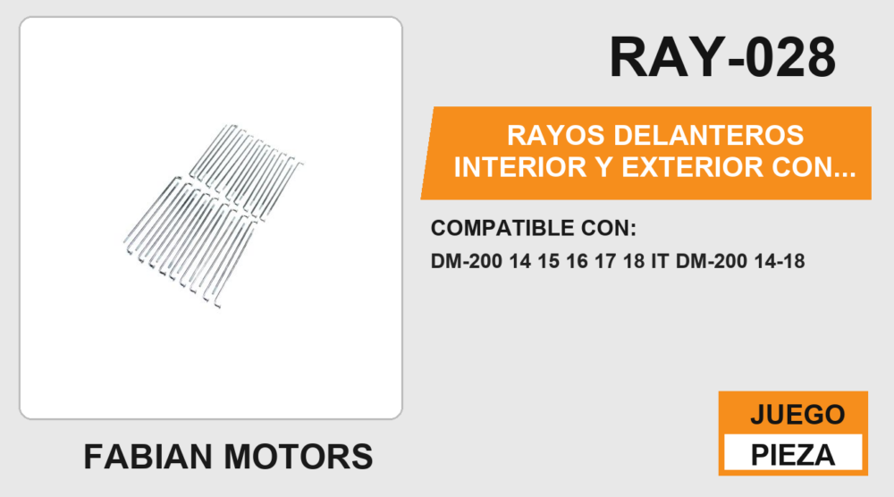 RAYOS DELANTEROS INTERIOR Y EXTERIOR CON NIPLE