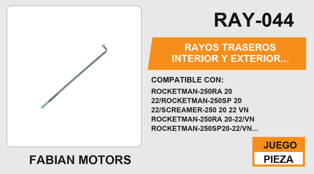 RAYOS TRASEROS INTERIOR Y EXTERIOR 143mm x 4.0mm