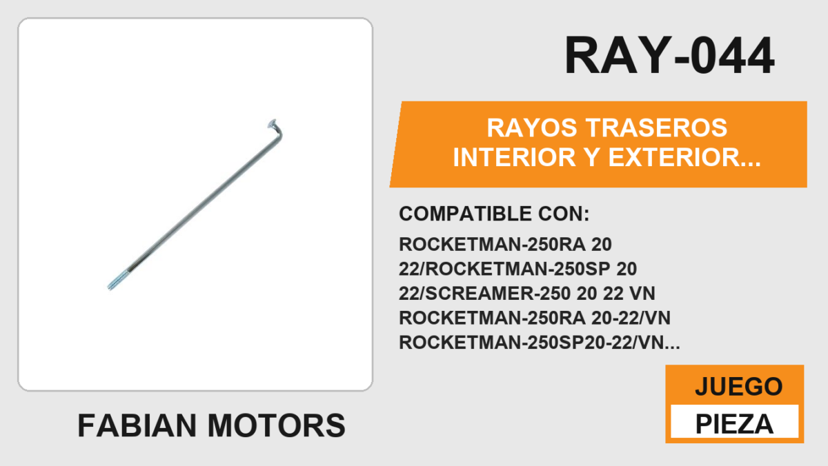 RAYOS TRASEROS INTERIOR Y EXTERIOR 143mm x 4.0mm