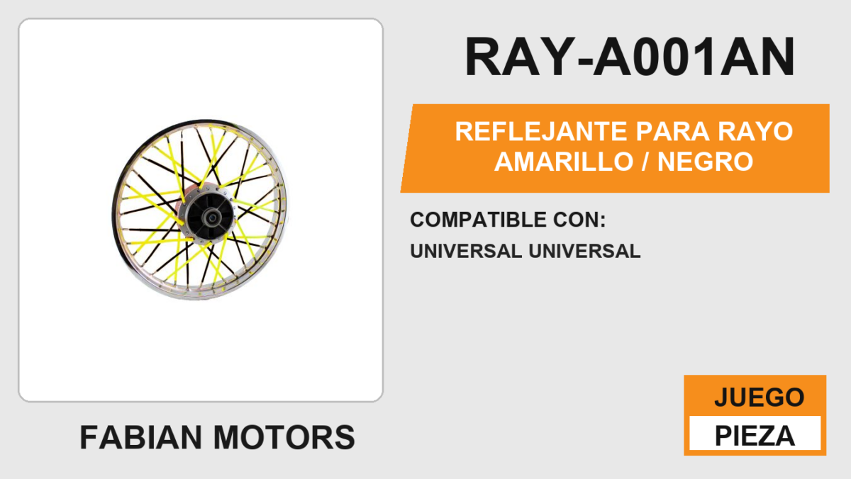 REFELJANTE PARA RAYO AMARILLO / NEGRO