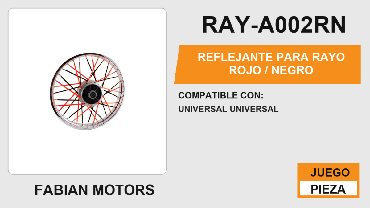 REFELJANTE PARA RAYO ROJO / NEGRO