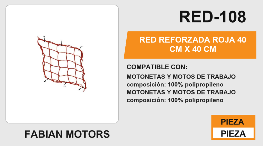 RED REFORZADA ROJA 40 cm x 40 cm