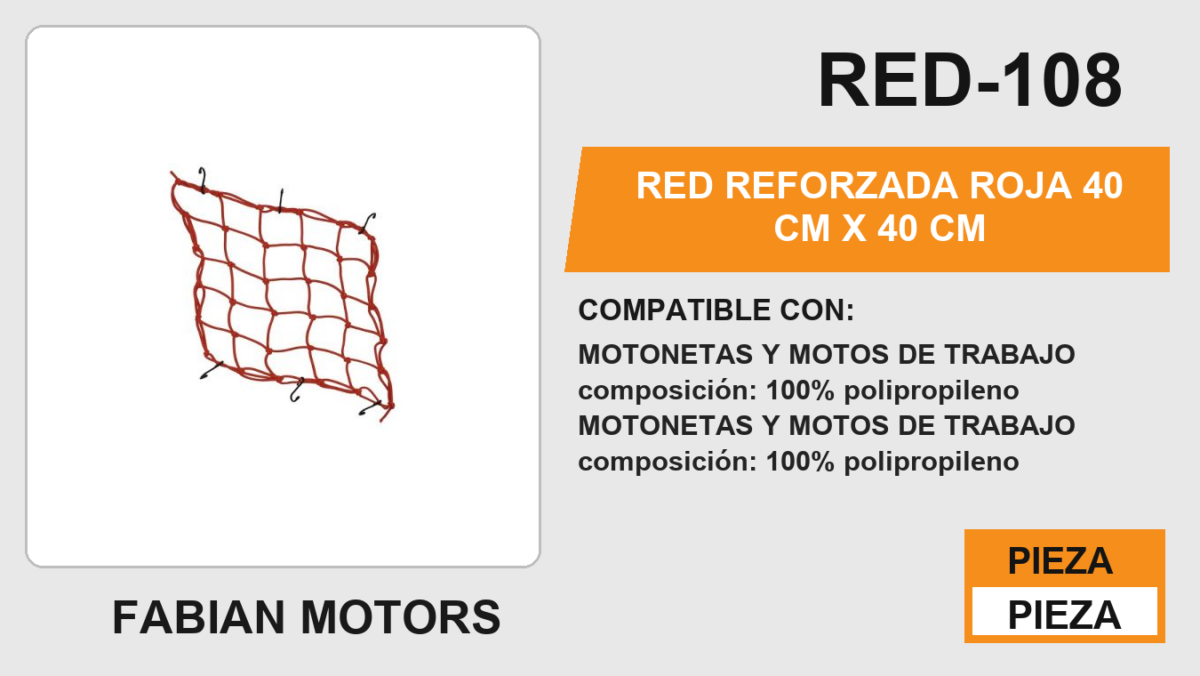 RED REFORZADA ROJA 40 cm x 40 cm