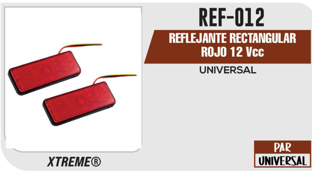 REFLEJANTE RECTANGULAR ROJO 12Vcc