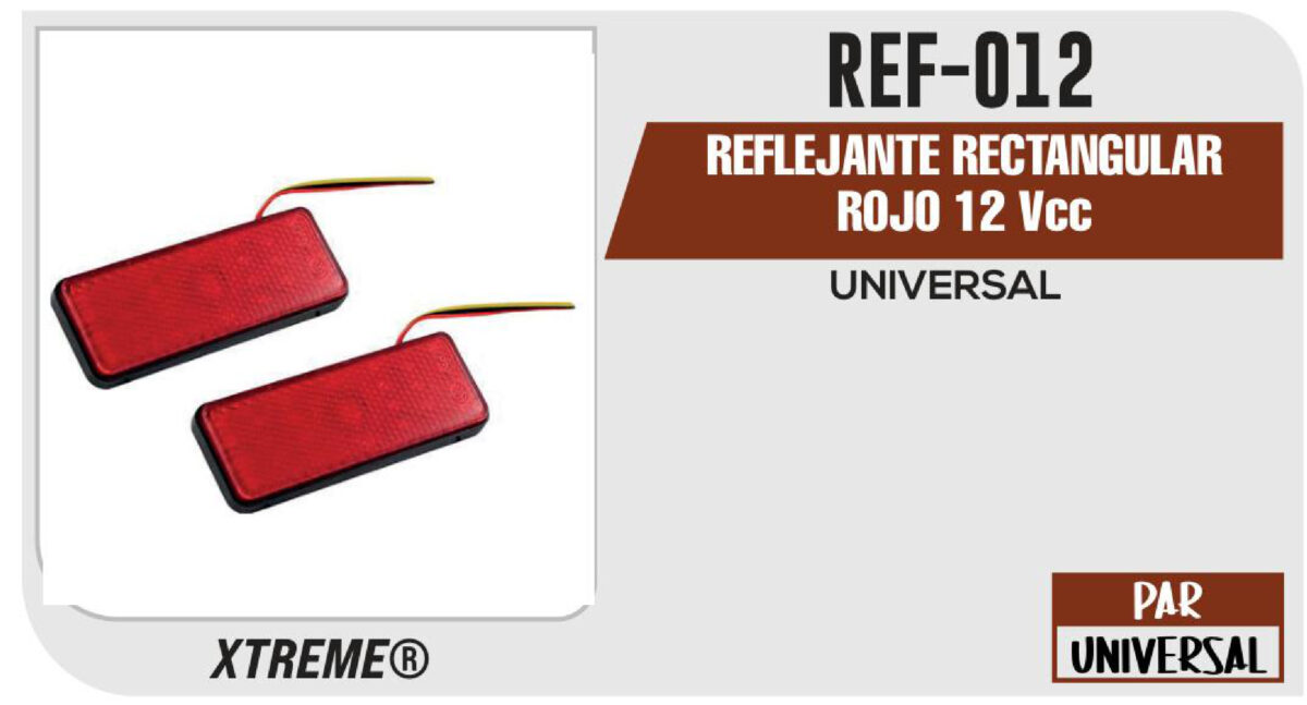 REFLEJANTE RECTANGULAR ROJO 12Vcc