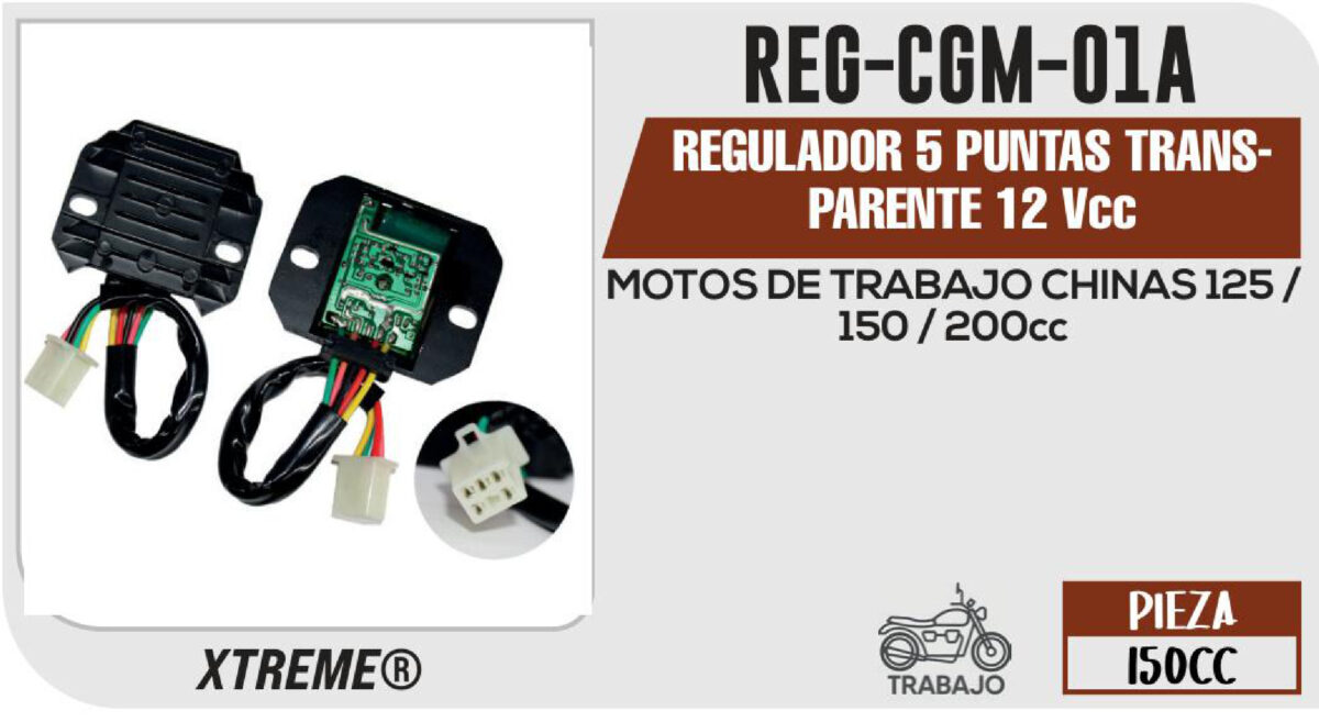 REGULADOR 5 PUNTAS TRANSPARENTE 12Vcc