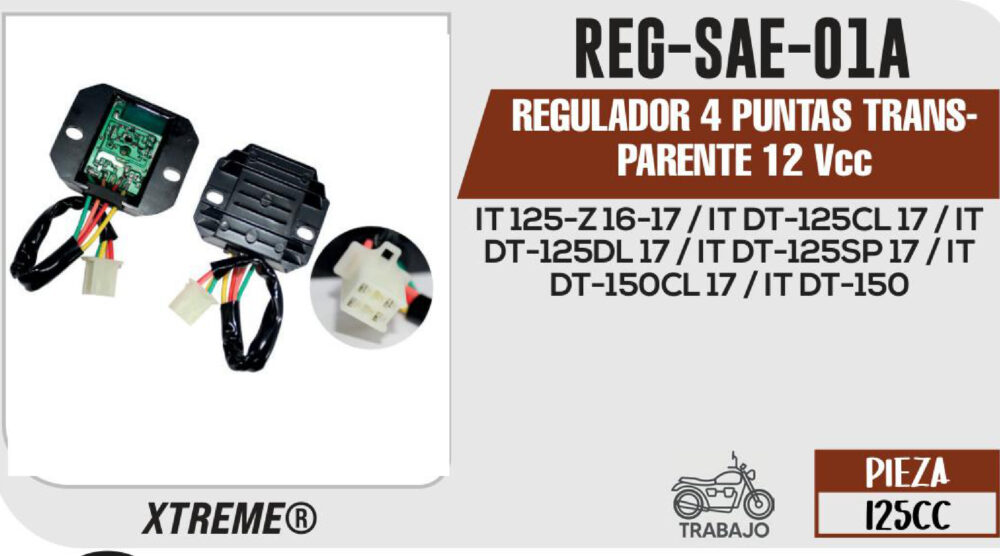 REGULADOR 4 PUNTAS TRANSPARENTE 12Vcc