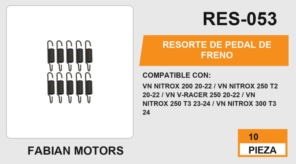 RESORTE DE PEDAL DE FRENO (10pzs)