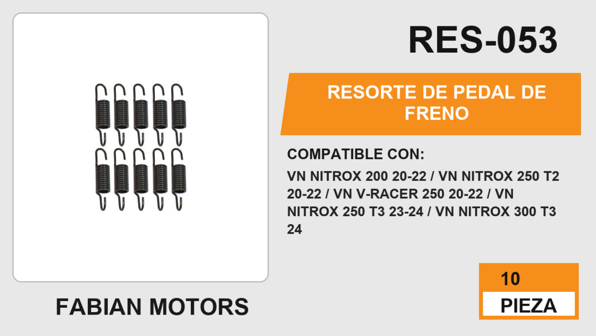 RESORTE DE PEDAL DE FRENO (10pzs)