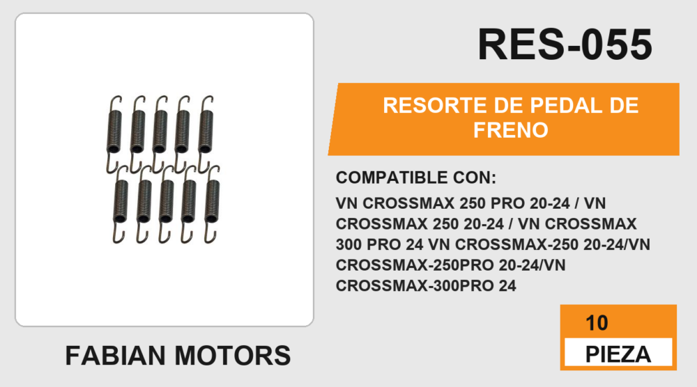 RESORTE DE PEDAL DE FRENO (10pzs)